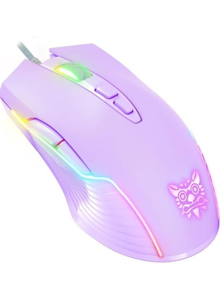 ماوس ألعاب سلكي RGB 6400 ديسيبل متوحد الخواص يتنفس LED بصري USB 7 أزرار ألعاب الكمبيوتر الفئران الوردية لأجهزة الكمبيوتر المحمول والكمبيوتر المكتبي - Image 1