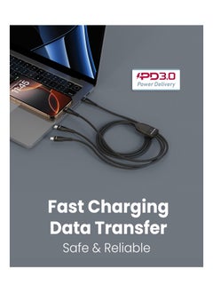 Moxedo Moxedo 3 in 1 Charging Cable 100W PD Fast Charging PD 3.0 USB-C to C + C + C 1.5 Meters Braded Nylon Cable Compatible for iPhone, Samsung, MacBook Air/Pro, Lenovo, iPad and More  - Image 4