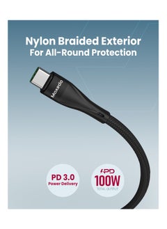Moxedo Moxedo 3 in 1 Charging Cable 100W PD Fast Charging PD 3.0 USB-C to C + C + C 1.5 Meters Braded Nylon Cable Compatible for iPhone, Samsung, MacBook Air/Pro, Lenovo, iPad and More  - Image 3