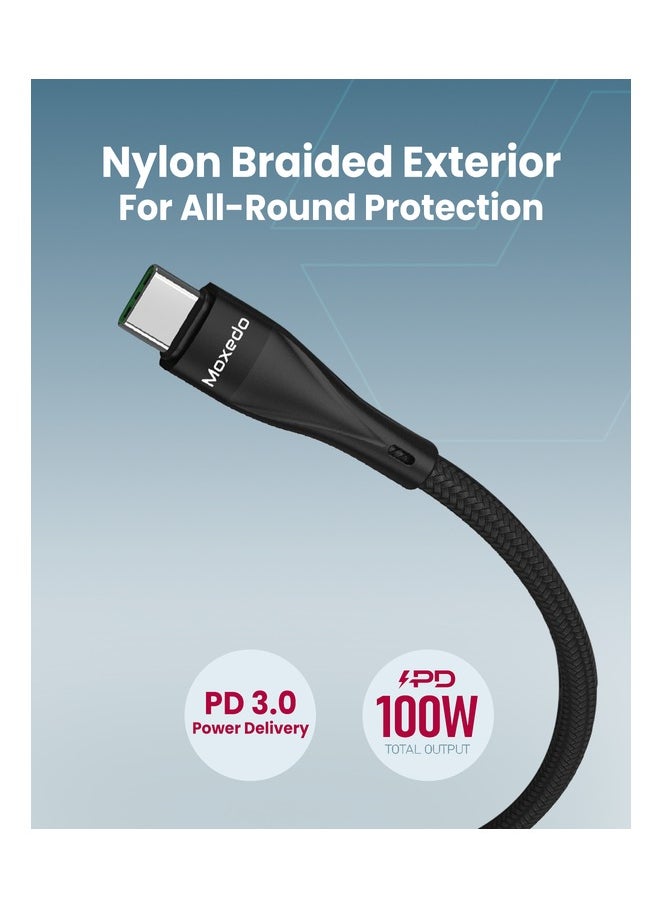 Moxedo - Moxedo 3 in 1 Charging Cable 100W PD Fast Charging PD 3.0 USB-C to C + C + C 1.5 Meters Braded Nylon Cable Compatible for iPhone, Samsung, MacBook Air/Pro, Lenovo, iPad and More - Image 1