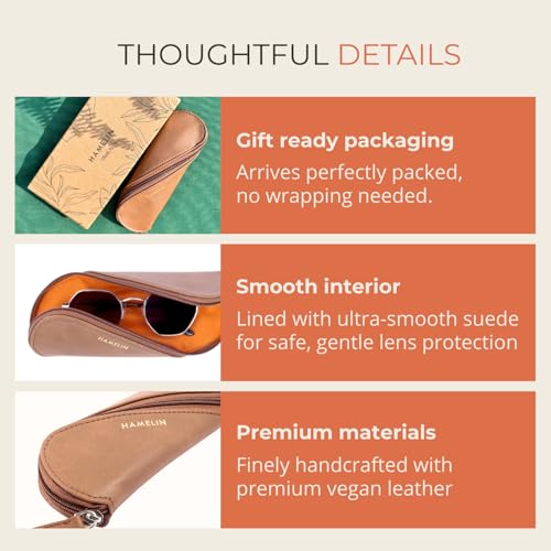 HAMELIN Sunglasses Case With Zipper | Keeps The Sunglasses Safe From Scratches, Dirt | Eye Glass Box & Spectacle Case For Men & Women | Eyewear Carrying Case For Easy Travel & Outings | Tan - Image 3
