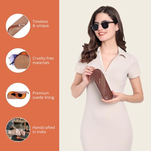 HAMELIN Sunglasses Case With Zipper | Keeps The Sunglasses Safe From Scratches, Dirt | Eye Glass Box & Spectacle Case For Men & Women | Eyewear Carrying Case For Easy Travel & Outings | Tan - Image 4