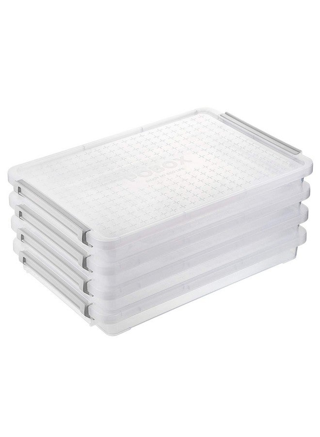 بي تي سكاي 4 عبوات من البلاستيك الشفاف مقاس A4 بالإضافة إلى صندوق تخزين قابل للتكديس، حاوية مجلة ورقية للمكتب مع إبزيم ملحقات اللوازم المكتبية وحافظة حماية الملفات منظم محمول لحمل مستندات المشروع - Image 1