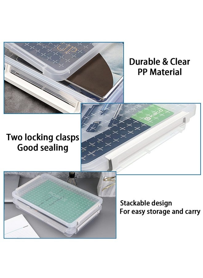 بي تي سكاي 4 عبوات من البلاستيك الشفاف مقاس A4 بالإضافة إلى صندوق تخزين قابل للتكديس، حاوية مجلة ورقية للمكتب مع إبزيم ملحقات اللوازم المكتبية وحافظة حماية الملفات منظم محمول لحمل مستندات المشروع - Image 3