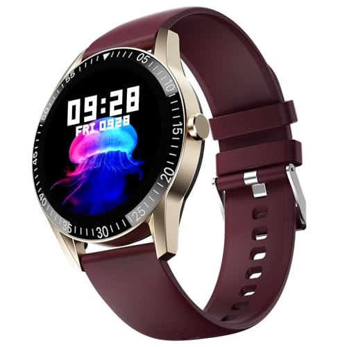 Fire-Boltt Talk Round Smart Watch 1.39″ TFT Display with Bluetooth Calling, Dual Button, Voice Assistance, SPO₂ & Heart Rate Monitor, 120+ Sports Modes, Smartwatch for Men & Women - Wine - Image 1