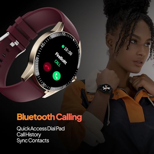 Fire-Boltt Talk Round Smart Watch 1.39″ TFT Display with Bluetooth Calling, Dual Button, Voice Assistance, SPO₂ & Heart Rate Monitor, 120+ Sports Modes, Smartwatch for Men & Women - Wine - Image 5