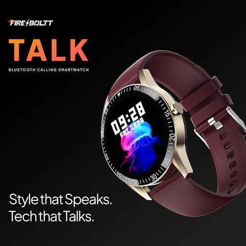 Fire-Boltt Talk Round Smart Watch 1.39″ TFT Display with Bluetooth Calling, Dual Button, Voice Assistance, SPO₂ & Heart Rate Monitor, 120+ Sports Modes, Smartwatch for Men & Women - Wine - Image 2