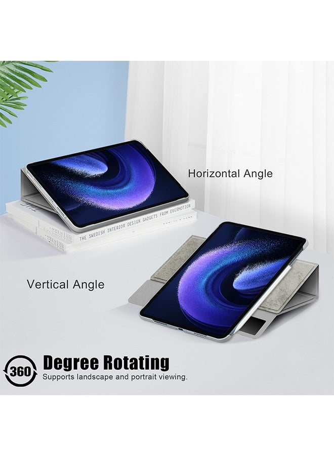 أوشن حالة شياومي مي باد 6/6pro، متعدد الوظائف غطاء الجلد الذكي مع ميزة إيقاظ النوم التلقائي، غطاء حقيبة خفيفة الوزن متناسق مع شياومي باد 6/6 برو، رمادي - Image 5