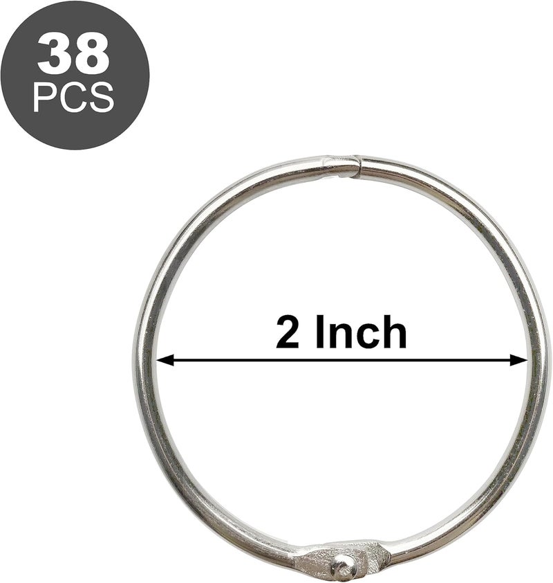 KTOJOY 2 Inch 38 Pack Loose Leaf Binder Rings Keychain Key Metal Book Nickel Plated Steel Binder RingsSilver for School Home or Office - Image 2