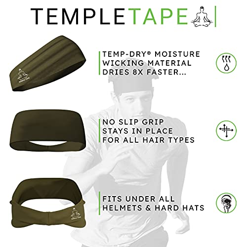 Temple Tape Sweat Band Workout Headbands for Women and Men - Sweatbands for Men - Moisture Wicking Sports Sweat Bands Headbands for Women, Running,Cycling,Yoga,Football Headband - OD Green - Image 5