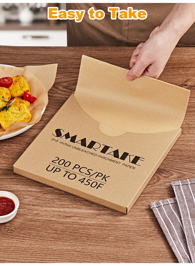 SMARTAKE ورق زبدة مقاس 8X8 بوصة، 200 قطعة ورق زبدة غير مبيض للخبز، ورق زبدة مربع مقطع مسبقًا غير لاصق، للخبز والشواء والقلي الهوائي وبخار الخبز وكعك الكوب والبسكويت - Image 5