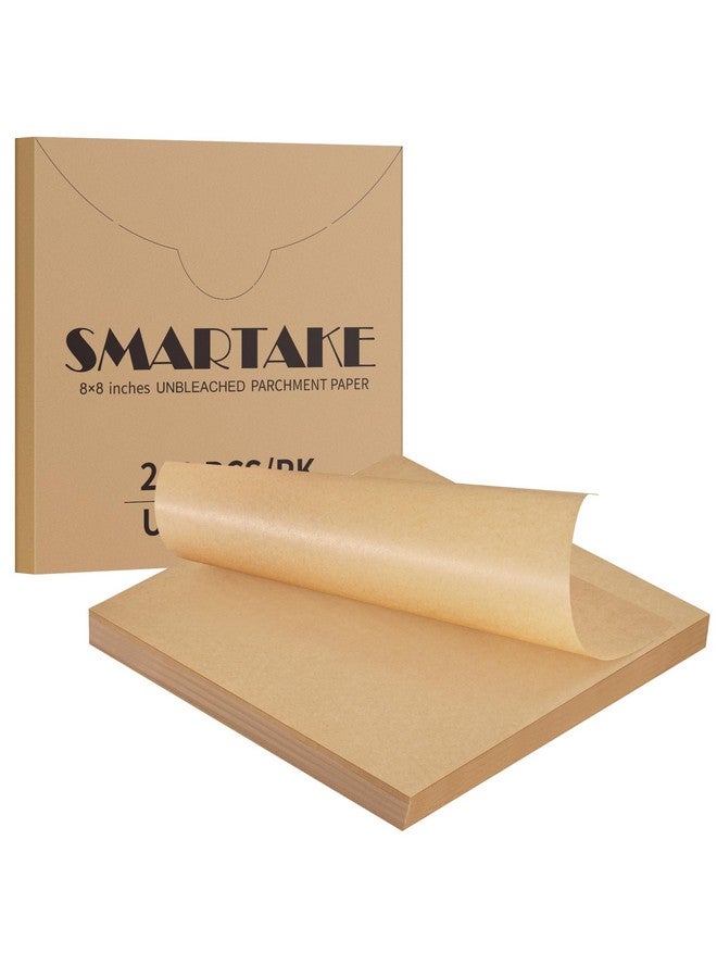 SMARTAKE ورق زبدة مقاس 8X8 بوصة، 200 قطعة ورق زبدة غير مبيض للخبز، ورق زبدة مربع مقطع مسبقًا غير لاصق، للخبز والشواء والقلي الهوائي وبخار الخبز وكعك الكوب والبسكويت - Image 1