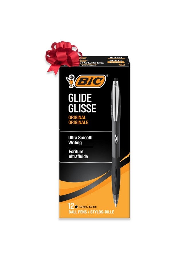 بيك أقلام حبر جاف قابلة للسحب من بيك غلايد، سوداء اللون، متوسطة الرأس (1.0 مم)، عبوة من 12 قلمًا، كتابة فائقة النعومة - Image 1