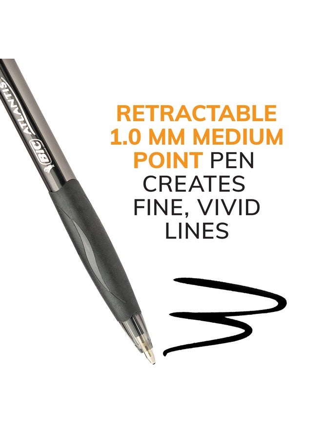 بيك أقلام حبر جاف قابلة للسحب من بيك غلايد، سوداء اللون، متوسطة الرأس (1.0 مم)، عبوة من 12 قلمًا، كتابة فائقة النعومة - Image 4