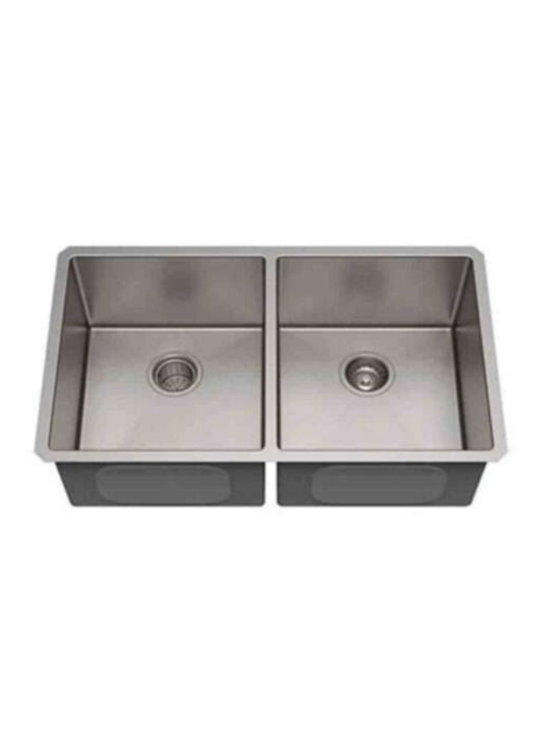 SUIZAK Double Bowl Kitchen Sink, Model SZ8645 1B - SZS0902016, Stainless Steel 304 Grade, Radius 10 Design, Sound Pad & Undercoating, 860 × 450 × 220 mm - Image 1