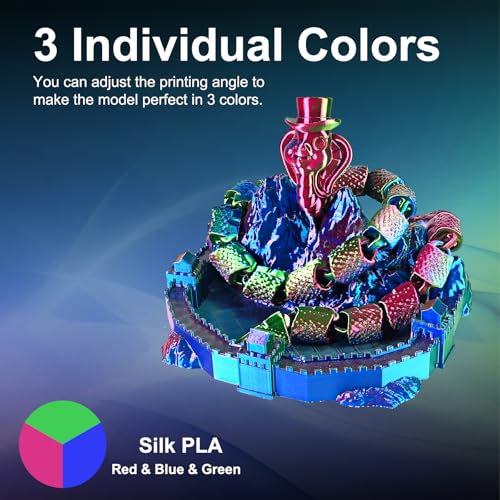 ERYONE Silk Tri Color PLA Filament 3D Printer 1.75mm +/- 0.03mm, Multicolor Filament Tricolor PLA 1KG(2.2lbs) Cardboard Spool, Red Blue Green - Image 2