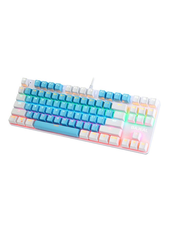 Loquat 87 Keys Wired Mixed Light Keyboard With Mechanical Blue Switch Suspension on Blue u0026 White  - Image 5