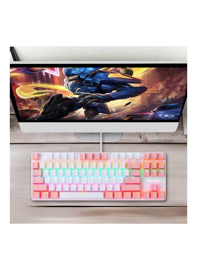 Loquat 87 Keys Wired Mixed Light Keyboard With Mechanical Blue Switch Suspension on Blue u0026 White  - Image 2