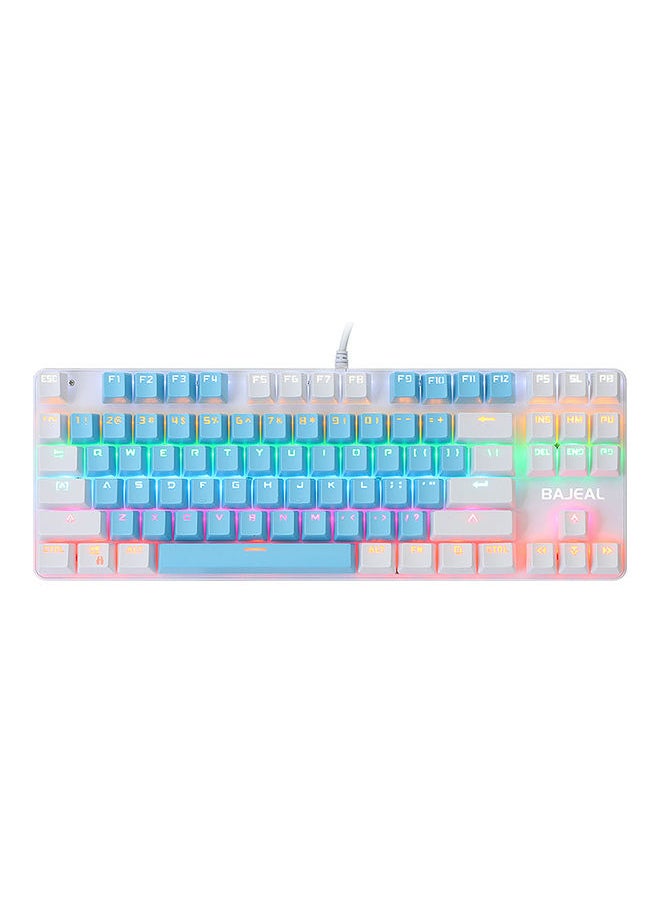 Loquat 87 Keys Wired Mixed Light Keyboard With Mechanical Blue Switch Suspension on Blue u0026 White  - Image 1