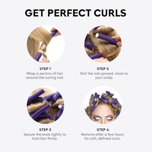 Gleva Heatless Flexible Foam Curling Rods, No Heat Curlers for Long or Short Hair For Overnight Sleep & Home Styling,Soft Twist Hair Rollers For Women & Girls (Pack of 10) - Image 2