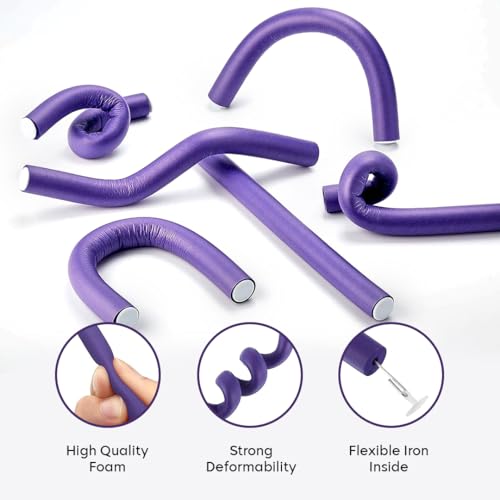 Gleva Heatless Flexible Foam Curling Rods, No Heat Curlers for Long or Short Hair For Overnight Sleep & Home Styling,Soft Twist Hair Rollers For Women & Girls (Pack of 10) - Image 4
