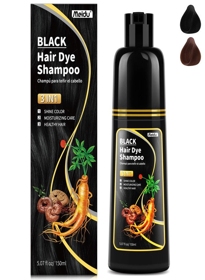 MEIDU Black Hair Dye Shampoo 3 in 1,Cover Gray Hairs,Herbal Ingredients,Contains Ginseng Extract,Natural Hair Coloring - Image 1