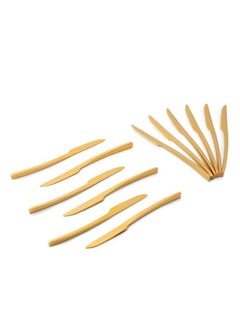 Life Smile 12pcs Cutlery Set, 18/10 Stainless Steel, Flatware Set, 12pcs Fruit Knife, Shine Gold, for Home Kitchen, Mirror Polished - Dishwasher Safe  - Image 1