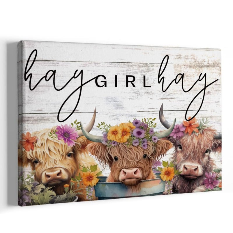 FALJIOK Funny Highland Cow Picture Wall Decor, Farmhouse Cow Wall Art, Cute Cow Gifts Rustic Vintage Country Framed Poster Artwork Prints Pictures for Home Farmhouse Bathroom Bedroom Office 11" x 14" - Image 5