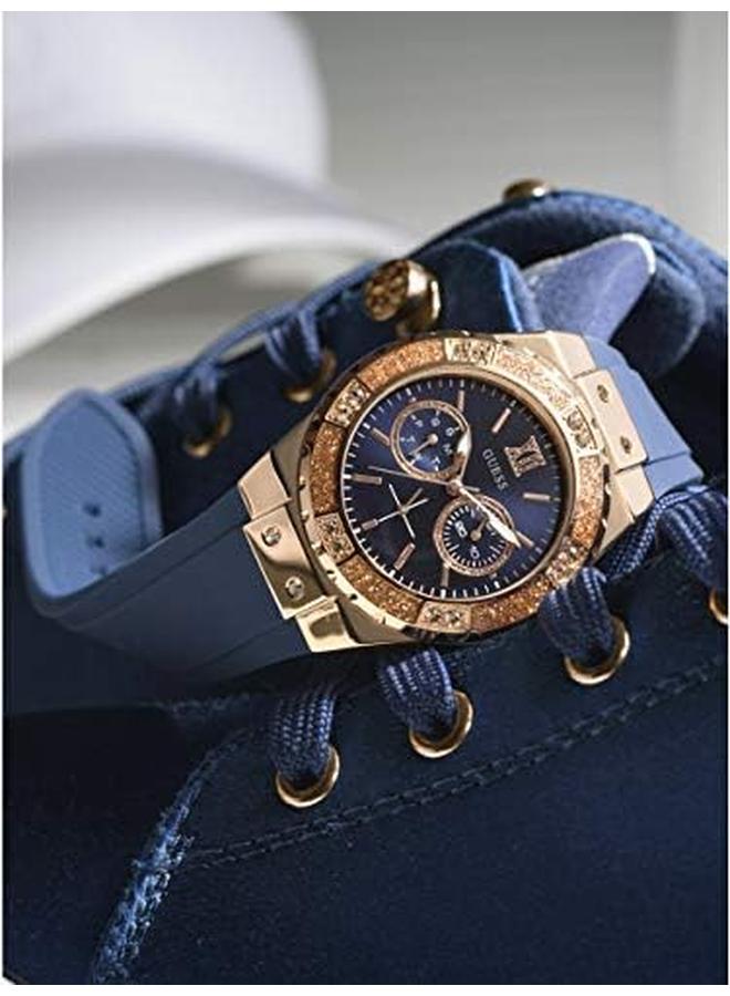 جس ساعة نسائية من الستانلس ستيل + سيليكون مقاوم للبقع مع وظائف اليوم + التاريخ موديل U1053L - Image 4