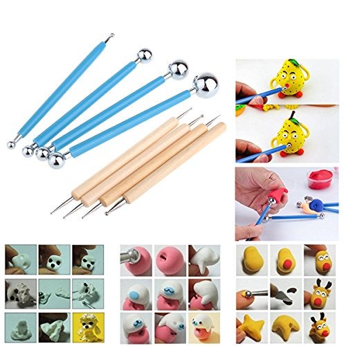 Ecjiuyi Paper Flower Tools - 8 Piece Polymer Clay Sculpting Pottery Tools for Mandala Rock Painting, Embossing Pattern Supplies - Image 5