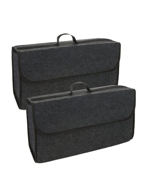 Car Boot Organiser Storage, 2 Pack Car Trunk Organizer, Small Car Trunk Boot Bags Box with Velcro Non Slip Car Accessories Declutter Tools Trunk Boot Tidy Storage Case for vw All Vehicles