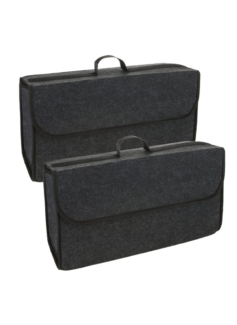 SYOSI - Car Boot Organiser Storage, 2 Pack Car Trunk Organizer, Small Car Trunk Boot Bags Box with Velcro Non Slip Car Accessories Declutter Tools Trunk Boot Tidy Storage Case for vw All Vehicles - Image 1