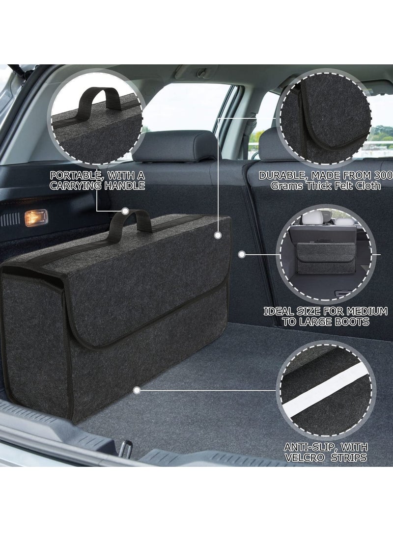 SYOSI - Car Boot Organiser Storage, 2 Pack Car Trunk Organizer, Small Car Trunk Boot Bags Box with Velcro Non Slip Car Accessories Declutter Tools Trunk Boot Tidy Storage Case for vw All Vehicles - Image 1