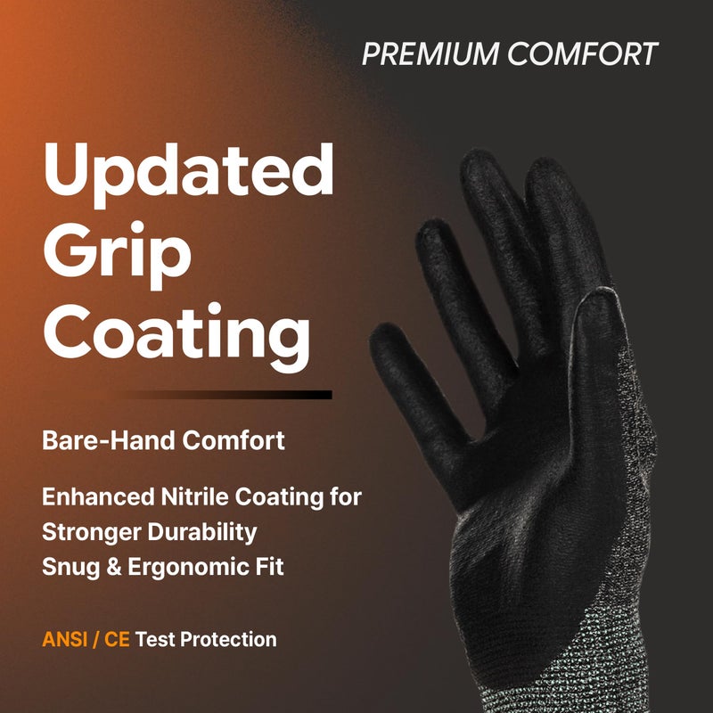 DEX FIT Nitrile Work Gloves FN330, 3D-Comfort Stretchy Fit, Firm Grip, Thin & Lightweight, Touch-Screen Compatible, Durable, Breathable & Cool, Machine Washable; Black M (8) 3 Pairs - Image 2