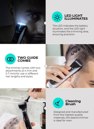 Professional Beard Trimmer With Pro Shield 1.0 Technology, Beard Trimmer with High Capacity Battery and Waterproof Design Black - view 5