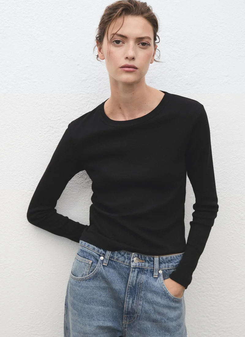 MANGO Long sleeve cotton t-shirt