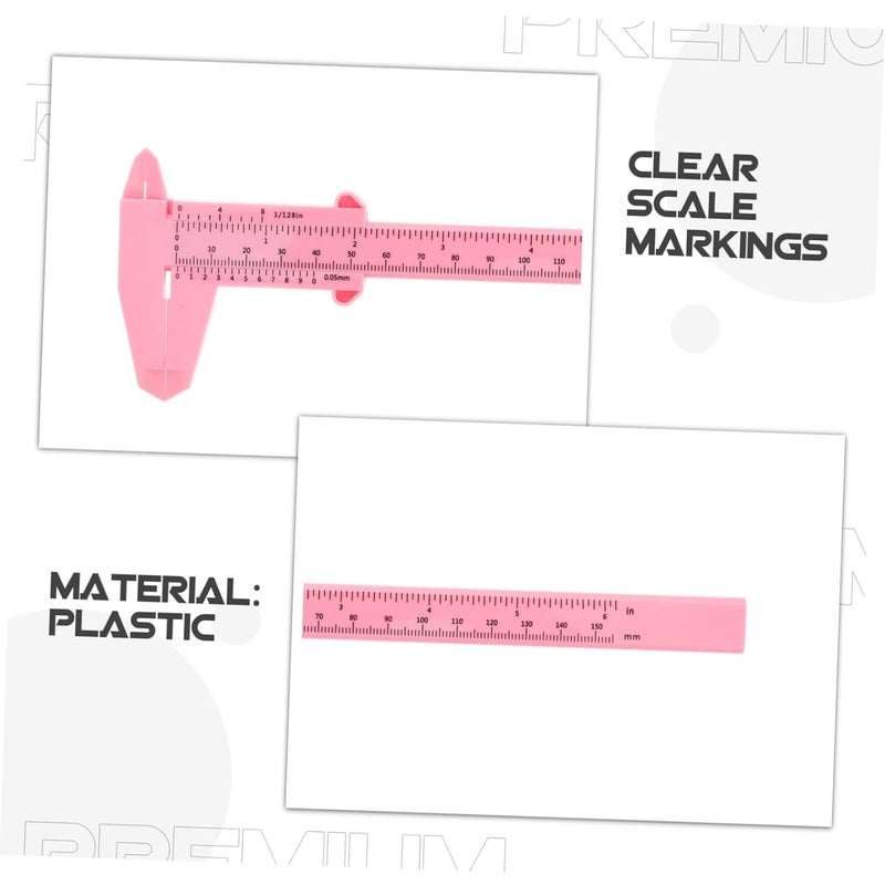 4 قطع من الفرجار البلاستيكي المحمول، أداة قياس خفيفة الوزن بمقياس واضح للقياسات الصغيرة الدقيقة، DIY باللون الوردي - Image 4