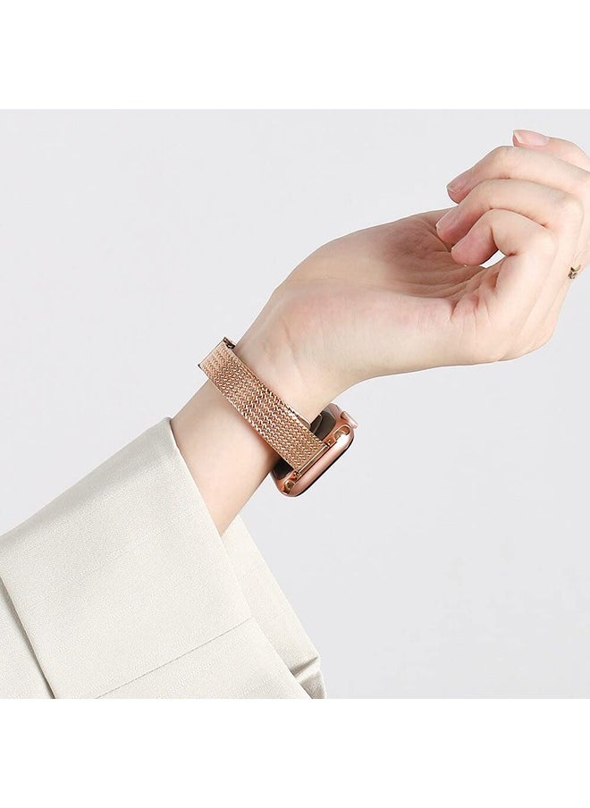 O Ozone Slim Metal Straps For Apple Watch Series 10 9 8 7 6 5 4 SE, 38/40/41/42mm Stainless Steel Metal Wristband - Rose Gold/Sliver  - Image 4