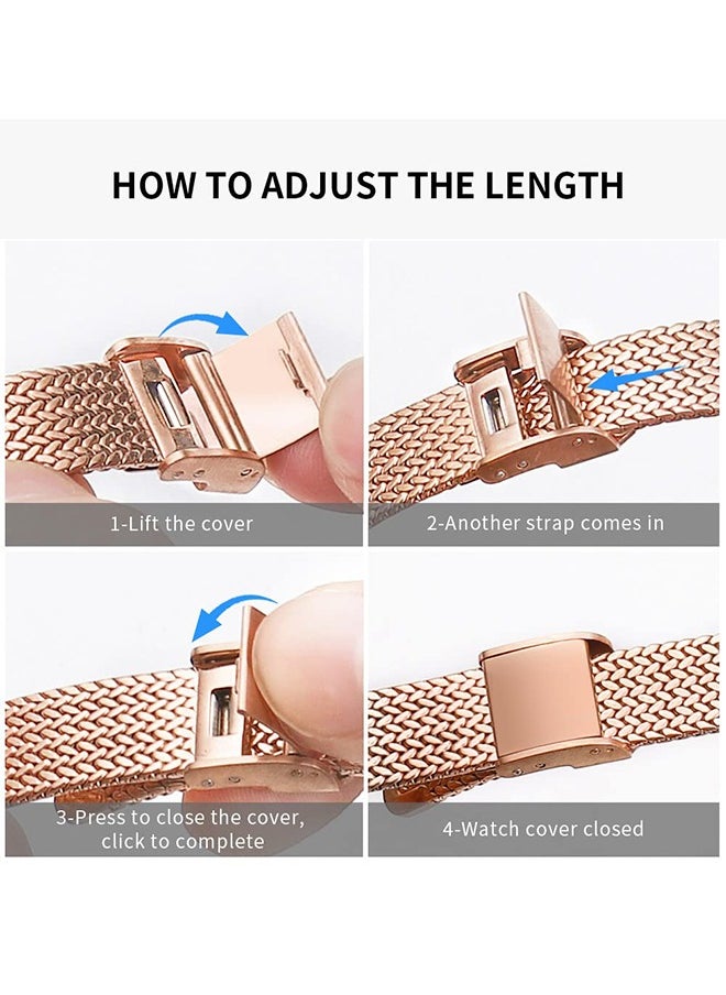 O Ozone Slim Metal Straps For Apple Watch Series 10 9 8 7 6 5 4 SE, 38/40/41/42mm Stainless Steel Metal Wristband - Rose Gold/Sliver  - Image 3
