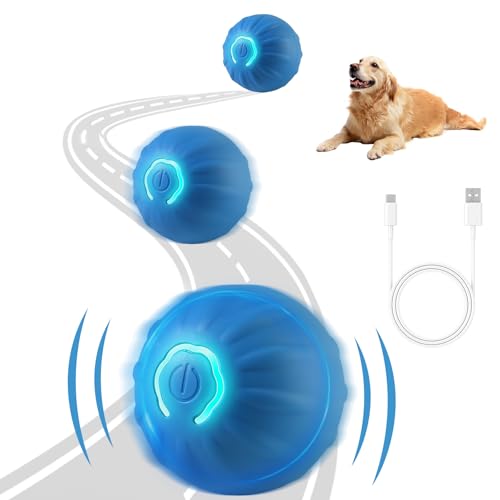TecoKart ® Interactive Dog Toys Ball, USB Rechargeable, Motion Activated Automatic Rolling Ball with Lights, Boredom Relief Exercise Pet Toy for Small, Medium, Large Dogs, Blue - Image 1