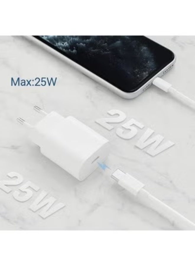 محول شحن فائق السرعة بقدرة 25 واط مع كابل USB-C إلى USB-C متوافق مع أجهزة سامسونج - Image 2
