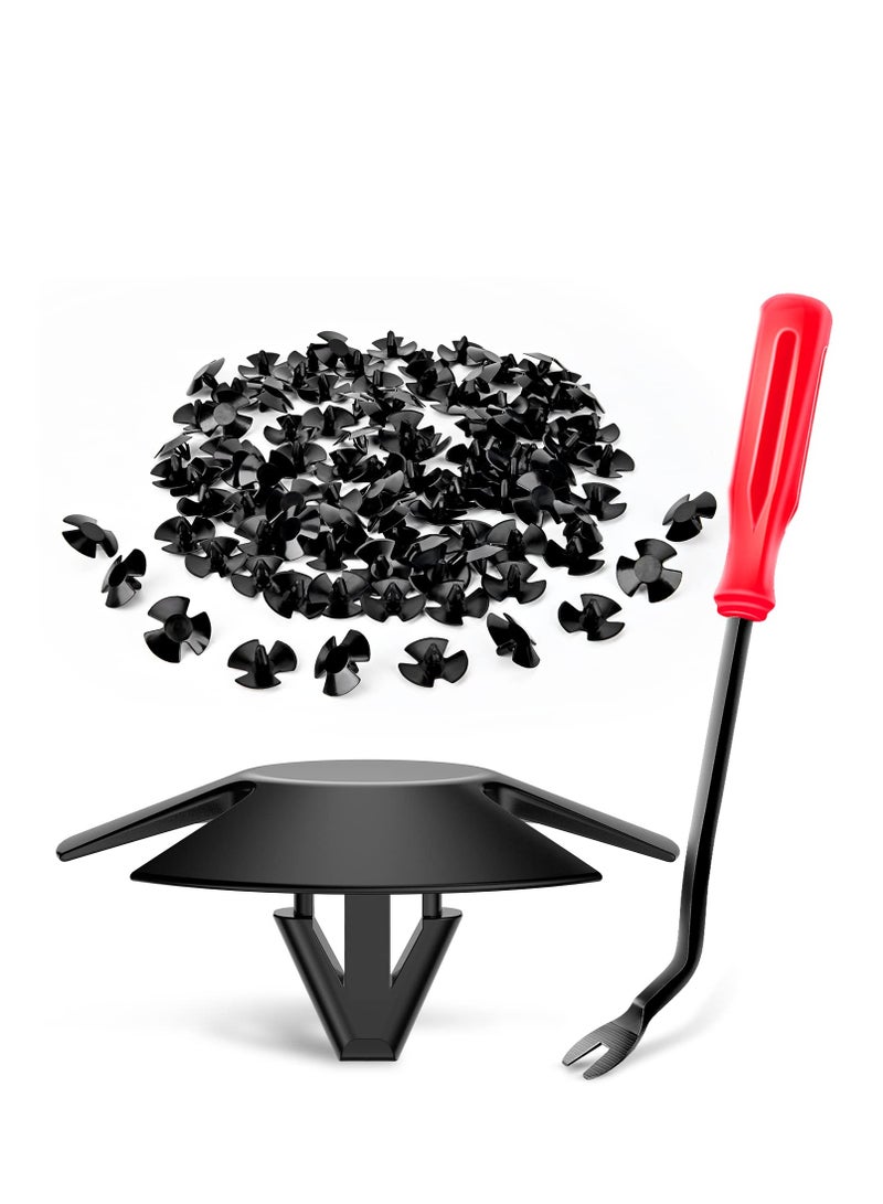 100Pcs Hood Insulation Retainer Clips, Car Hood Insulation Retainers OEM Replacement #4878883AA, Compatible with Jeep Grand Cherokee Dodge Ram Chrysler Plymouth, with 1PC Fastener Remover - Image 1