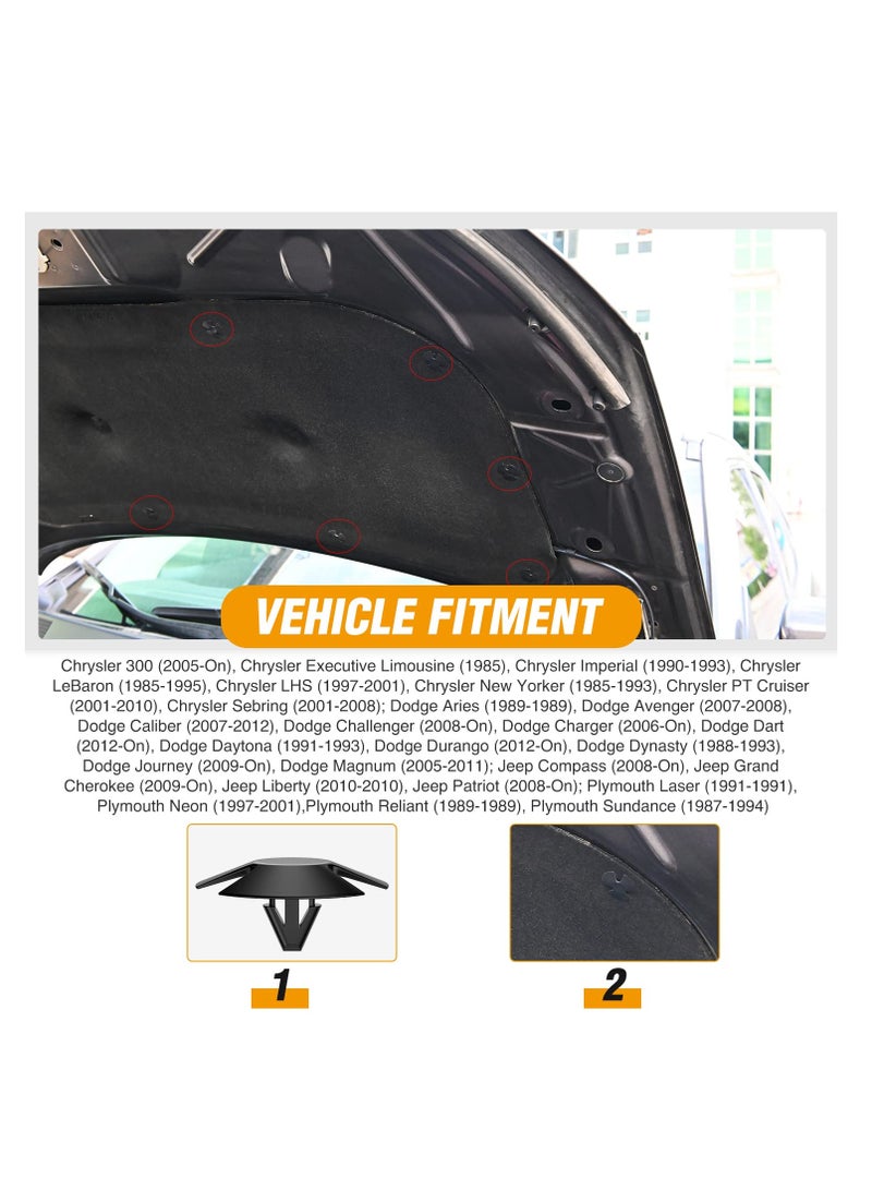 100Pcs Hood Insulation Retainer Clips, Car Hood Insulation Retainers OEM Replacement #4878883AA, Compatible with Jeep Grand Cherokee Dodge Ram Chrysler Plymouth, with 1PC Fastener Remover - Image 5