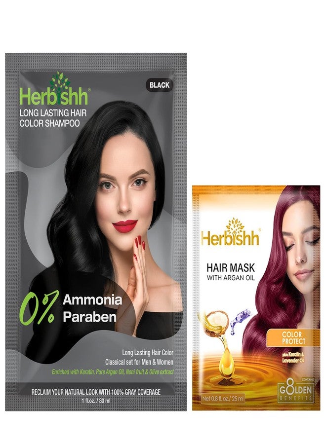 Herbishh Black Color Shampoo for Gray Hair, Hair Dye Shampoo 3 in 1, 100% Grey Coverage, Instant Permanent Shampoo for Men & Women, Long-lasting & Travel-friendly, Ammonia-free, 30 ml (Pack of 1) - Image 1