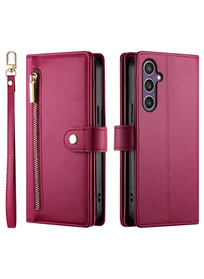 S-TOP Case For Samsung Galaxy S24+ 5G Nine Card-slot Zipper Wallet Bag Leather Phone Case - Image 2