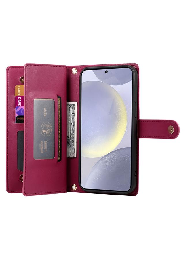 S-TOP Case For Samsung Galaxy S24+ 5G Nine Card-slot Zipper Wallet Bag Leather Phone Case - Image 3