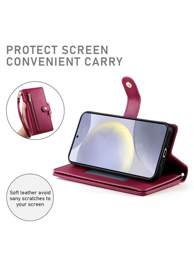 S-TOP Case For Samsung Galaxy S24+ 5G Nine Card-slot Zipper Wallet Bag Leather Phone Case - Image 4