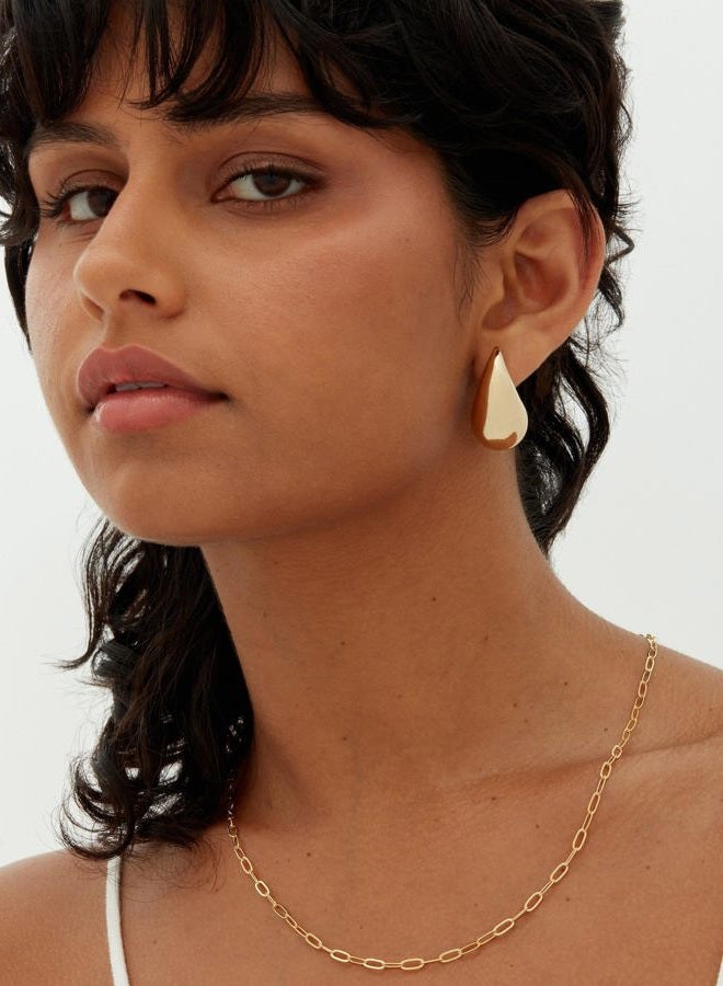 PAVOI 14K Gold Plated 925 Sterling Silver Post Teardrop Chunky Hoop Earrings - Lightweight Drop Earrings for Women - Designer Dupe, 31MM, Yellow Gold, No Gemstone - Image 5