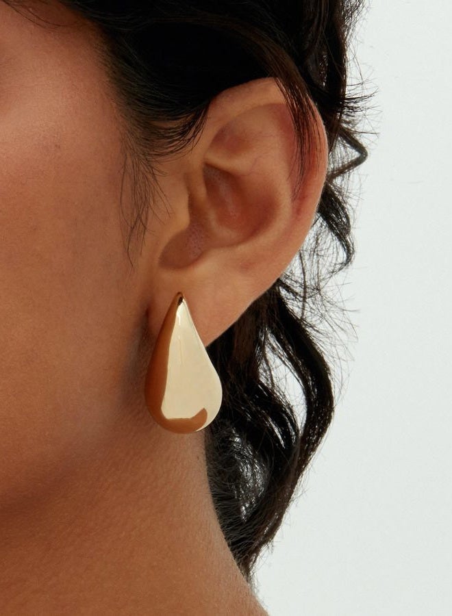 PAVOI 14K Gold Plated 925 Sterling Silver Post Teardrop Chunky Hoop Earrings - Lightweight Drop Earrings for Women - Designer Dupe, 31MM, Yellow Gold, No Gemstone - Image 2