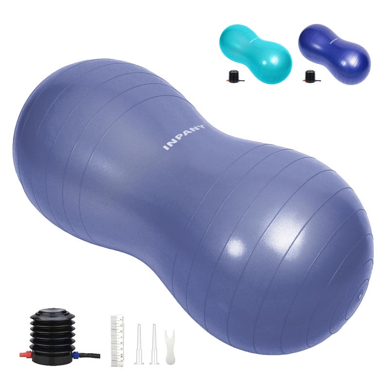INPANY Peanut Ball - Anti Burst Exercise Ball for Labor Birthing, Physical Therapy for Kids, Core Strength, Home & Gym Fintness (Include Pump) Light Blue - Image 1